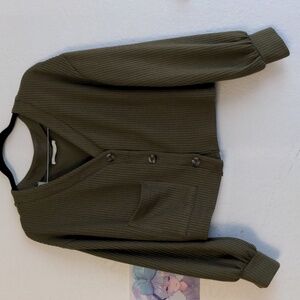 OAK + FORT Olive Green Cardigan